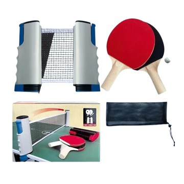 Portable Table Tennis Racket Set Stretchable Net Kit with Mesh Posts