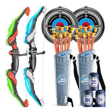 Kids LED Bow & Arrow Set Archery Toy with 10 Suction Cup Arrows Target & Quiver