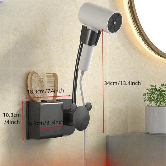 Wall Mounted Hair Dryer Holder Bathroom Shelf