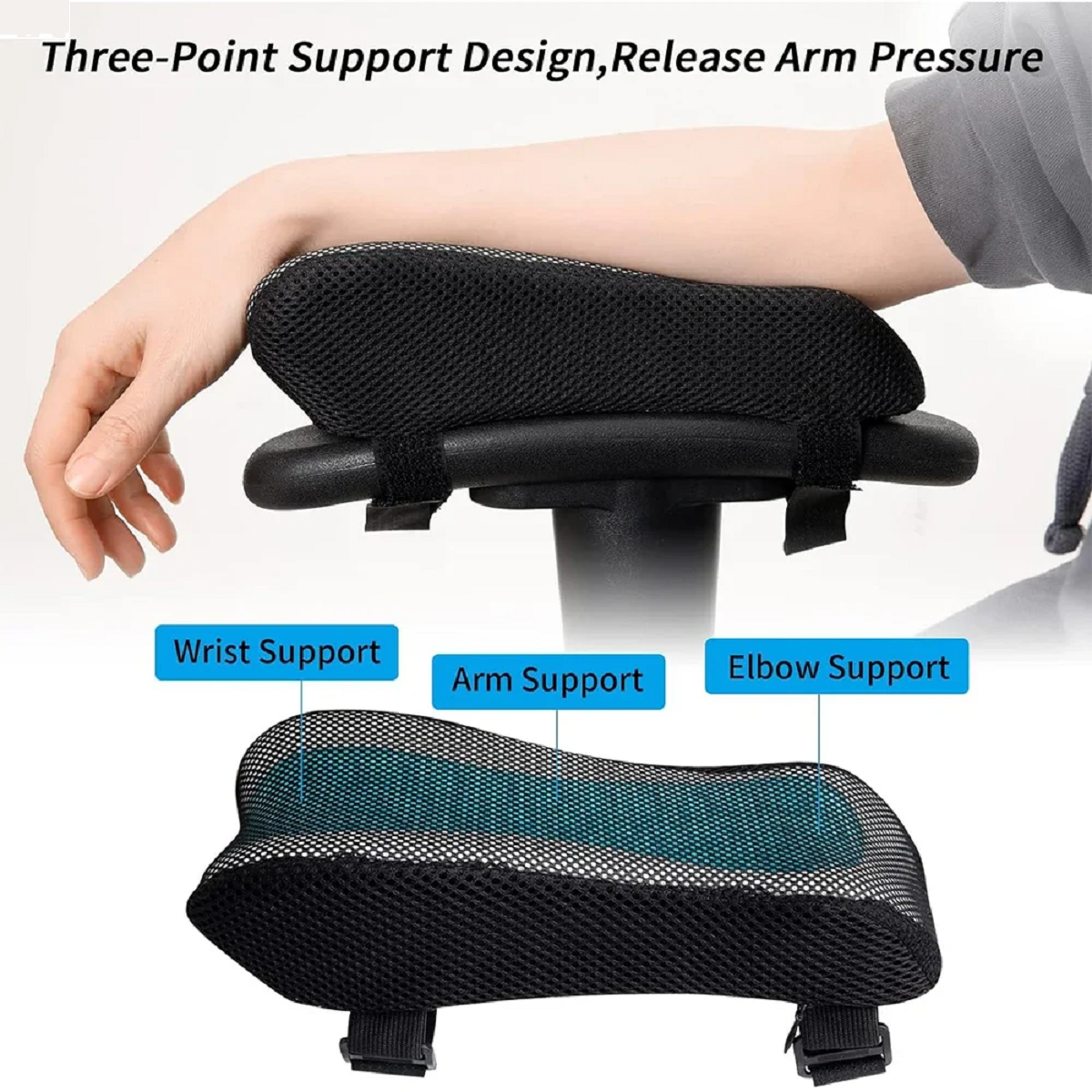 2Pcs Ergonomic Memory Foam Office Chair Armrest Pads