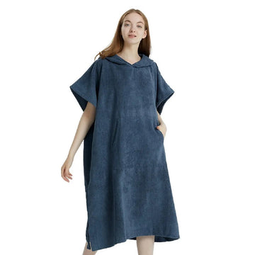 Microfiber Surf Poncho Towel Quick-Dry Hooded Changing Robe for Adults