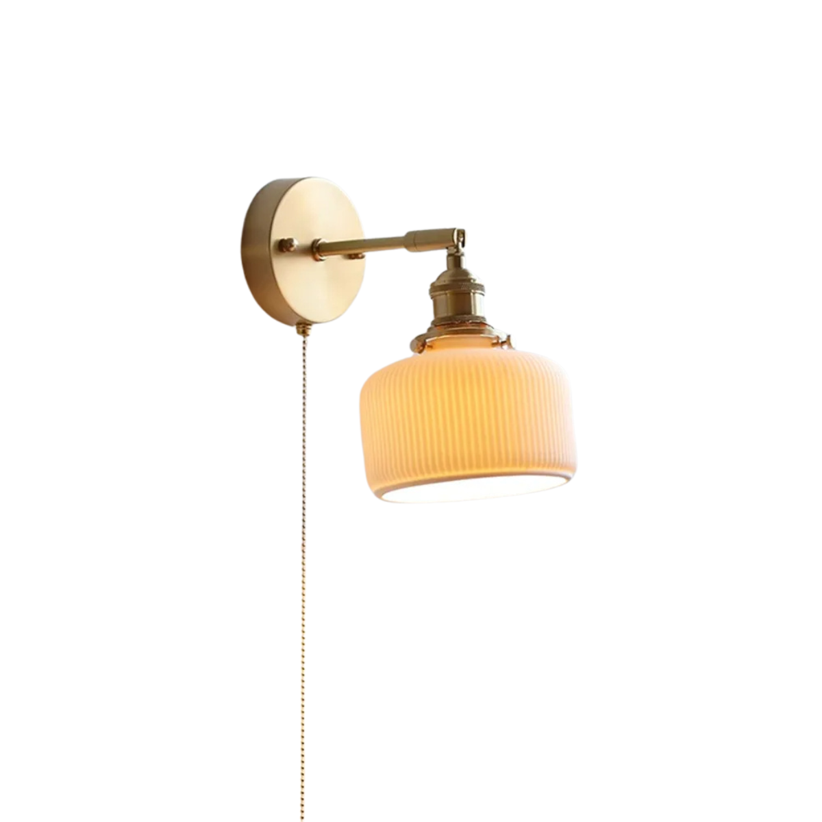 Nordic Ceramic Wall Light – LED Bedside Sconce with Pull Switch