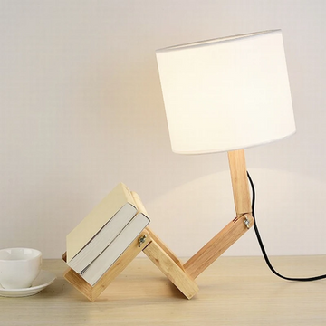 Robot Shape Wooden Table Lamp