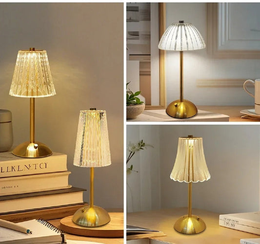Crystal LED Table Lamp – Rechargeable Touch Sensor Dimmable Light