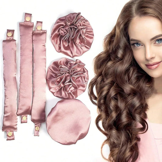 Satin No-Heat Curling Rod Kit – 3-Pc Overnight Headband and Caps