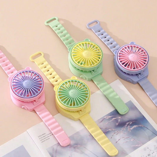 Cartoon Watch Fan – Portable Mini Fan for Travel Office and Gift Use