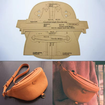 Handcraft Chest Bag Leather Template Paper Stencils DIY Shoulder Bag Sewing Tool