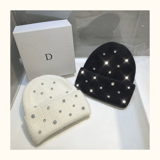 Sparkly Rhinestones Winter Warm Wool Beanie Hats