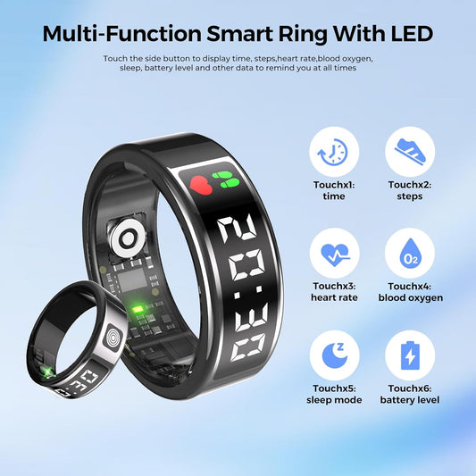 Smart Ring with Display – Touchscreen Health Tracker 5ATM Waterproof