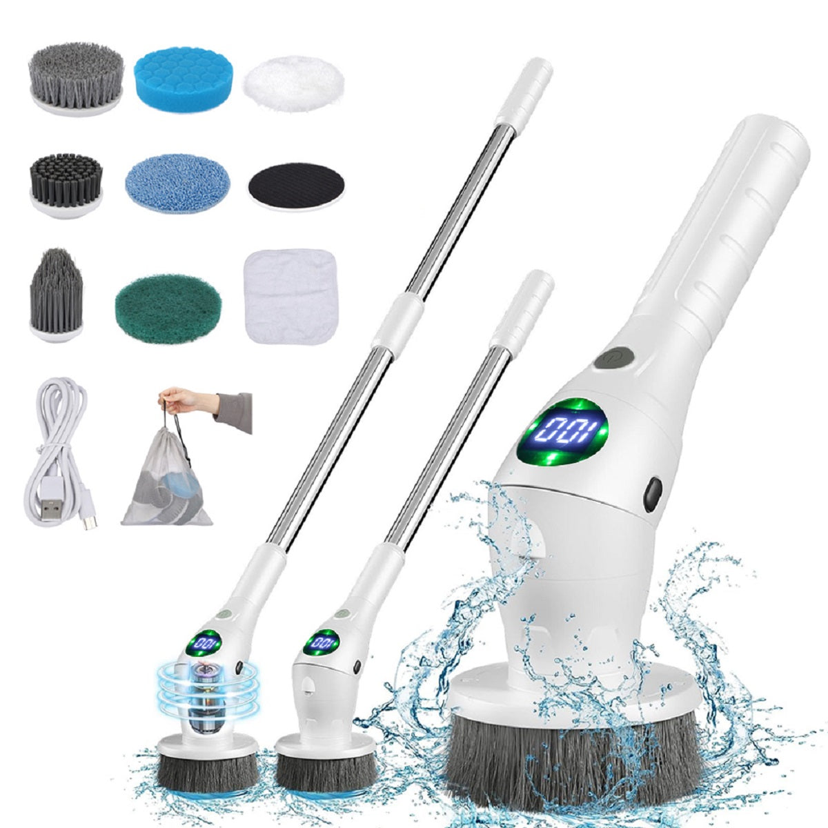 8 in 1 Multi Household Wireless Rotatable Cleaning Brush