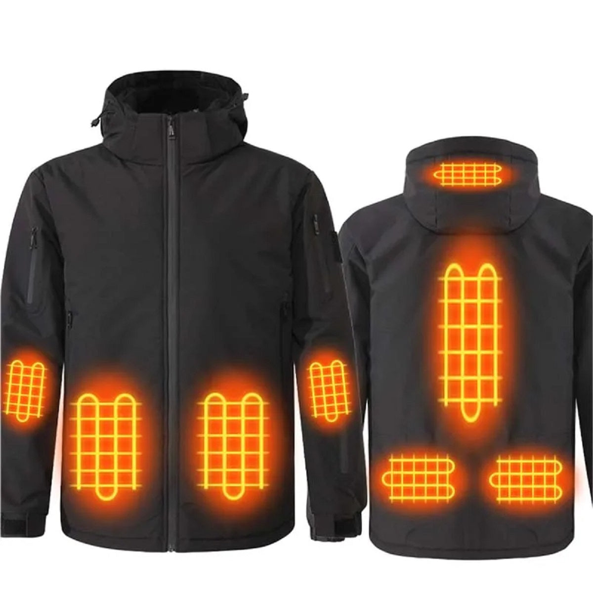 Men's 8 Areas Winter Heated Jacket Electric Heating Hooded Coat