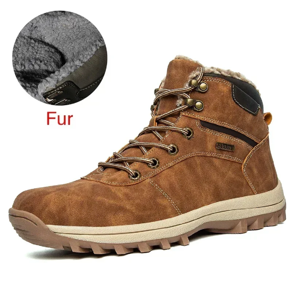 Men's Genuine Leather Fur Plus Winter Warm Snow Boot