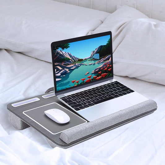 Portable Laptop Lap Desk – Double-Groove Anti-Slip Built-In Mouse Pad