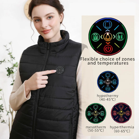 9-Zone USB Heated Vest – Rechargeable Electric Winter Bodywarmer Jacket