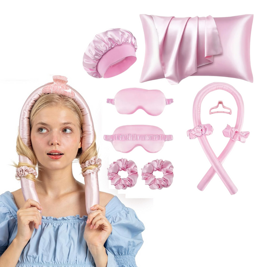 10-Pcs Sleep Beauty Set – Curling Tools Face Massager and Queen Pillowcase