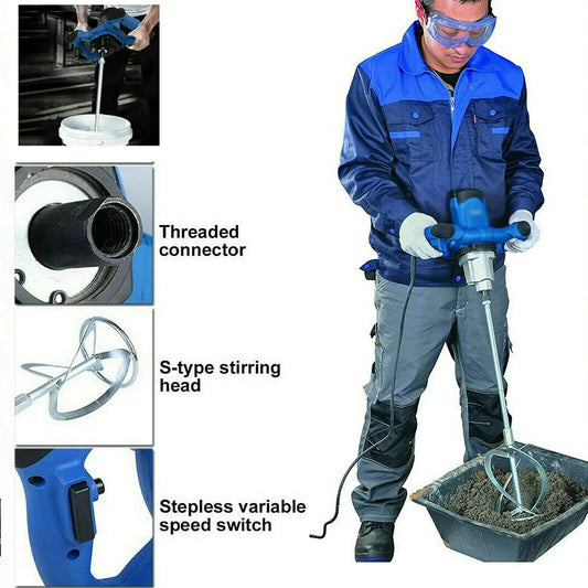 Portable Electric Cement Mixer – 6-Speed Handheld Stirring Tool for Mortar and Paint
