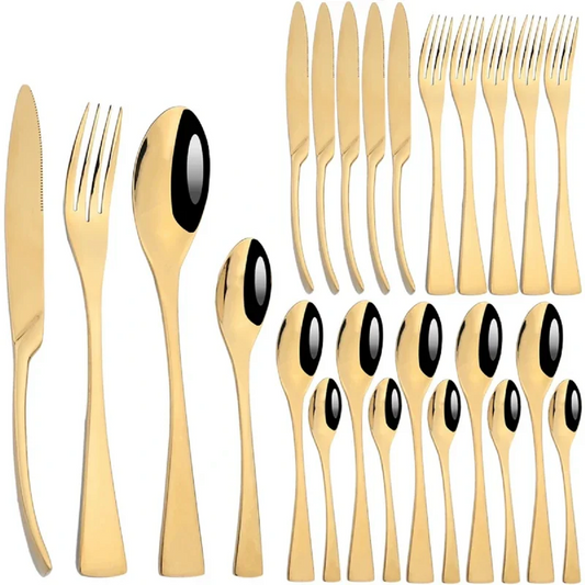 24Pcs/Set Cutlery Stainless Steel Dinnerware Flatware