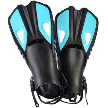 Short-Blade Snorkeling Fins Adjustable Open-Heel Swim Flippers for Adults & Kids
