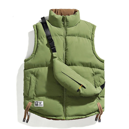 Men's Winter Vest Warm Double Sided Sleeveless Jacket With Backpack