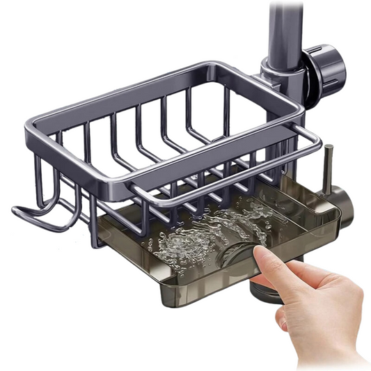 Kitchen Sink Faucet Organizer with Drain Tray And Towel Rack