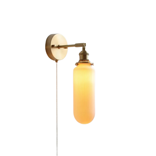 Nordic Ceramic Wall Light – LED Bedside Sconce with Pull Switch