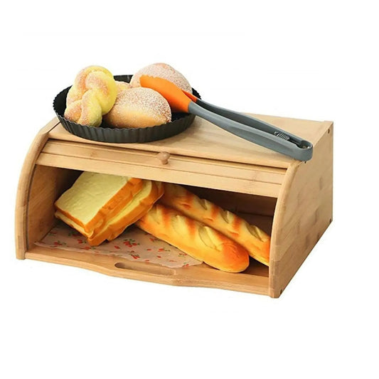 Premium Bamboo Bread Box Storage And Organizer