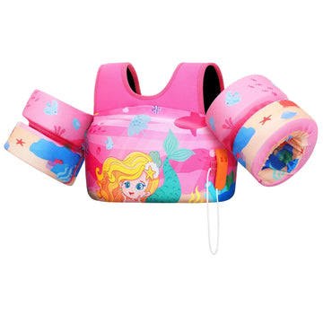 Kids Life Jacket with Arm Floats Safety Whistle Foam Swim Vest for Pool & Kayak