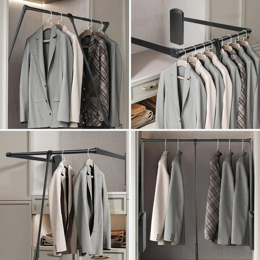 Wardrobe Pull-Down Hanger – Adjustable Lift Rod Space-Saving Closet Rail
