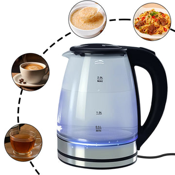 2.0L Glass Electric Kettle 12V Fast Boiling with Dual Heat Settings
