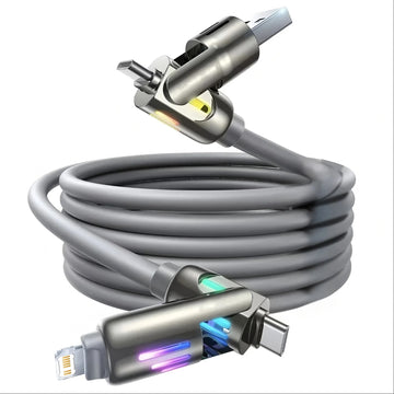 4-in-1 240W USB Type-C Fast Charging Cable Liquid Silicone Data Cable