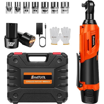 Cordless Electric Ratchet Wrench 12V – 3/8” with 2 Batteries And Sockets