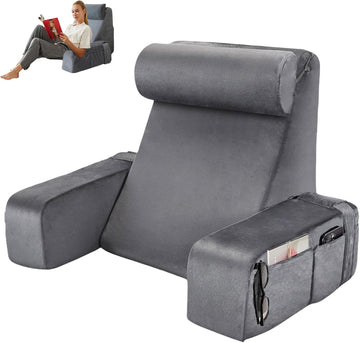 Extra Large Memory Foam Reading Pillow with Armrests for Bed TV & Gaming