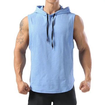 Men’s Sleeveless Hooded Tank Tops Lightweight Fitness Workout Gym Vests