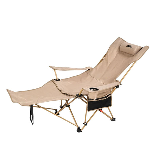2-in-1 Reclining Camping Chair Lightweight Folding Lounge Chair with Footrest