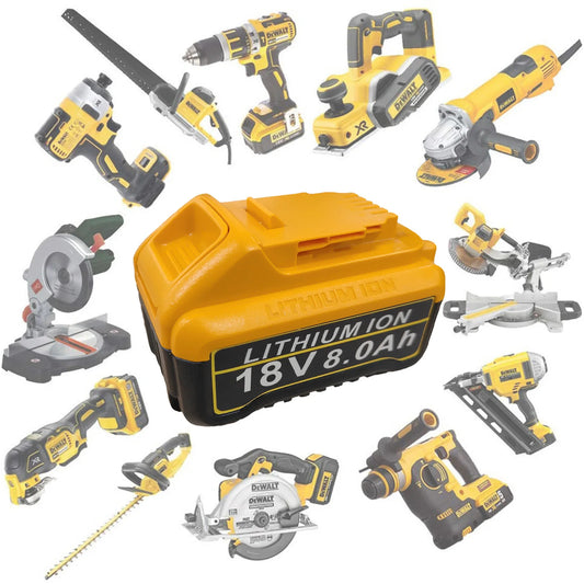 2-Pack 18V 8.0Ah Battery Replacement for Dewalt with Charger & LED Indicator