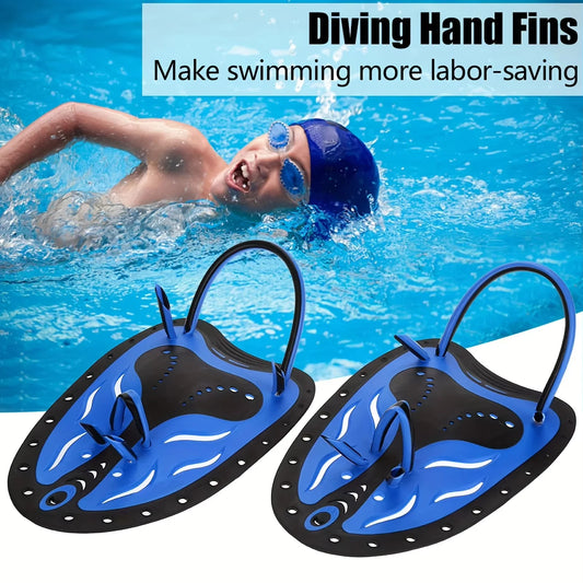 Swimming Training Hand Paddles Adjustable Swim Flippers with Silicone Straps