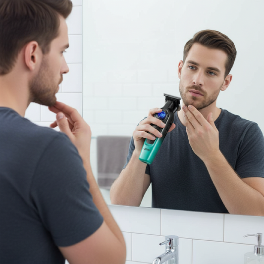 Men’s Hair Trimmer – Gradient Metal Electric Clipper with LED Display