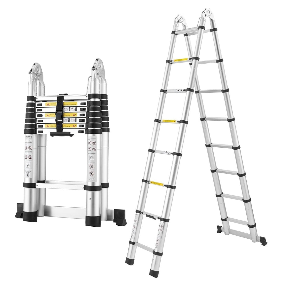 Telescopic Ladder – 3.8 m/5 m A-Frame Aluminium Non-Slip 150 kg
