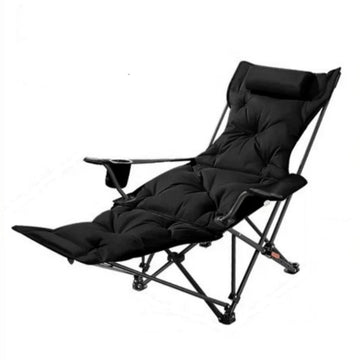 Folding Reclining Camping Chair Adjustable Outdoor Lounge Chair with Padded Seat