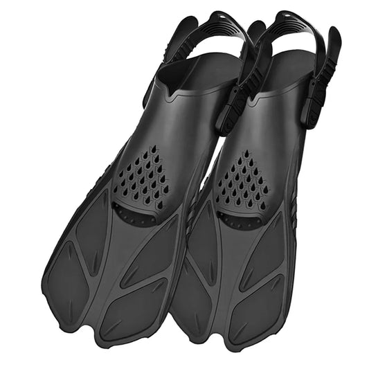 Adjustable Snorkeling Fins Short Open-Heel Silicone Swim Flippers for Adults