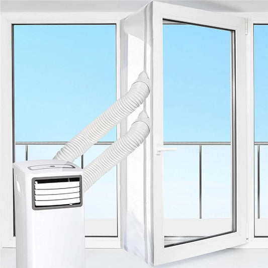 Portable AC Window Seal Kit Flexible Air Conditioner Window Seal with Zip & Adhesive