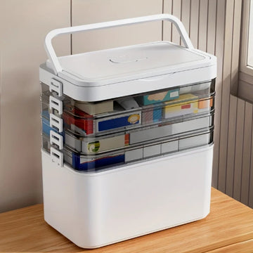 Large Capacity Multi-Layer Medicine Organizer Box Portable First Aid Storage Case