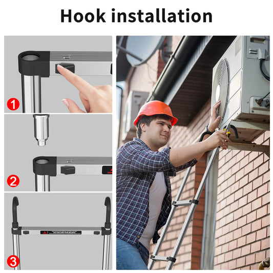 5m Telescopic Ladder Stainless Steel Extendable Ladder for Home & RV Repairs
