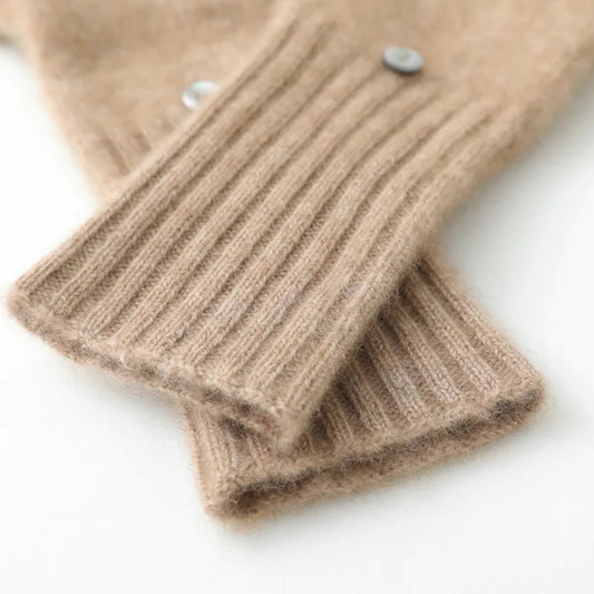 Winter Knitted Flip Mittens – Warm Fingerless Gloves for Men & Women