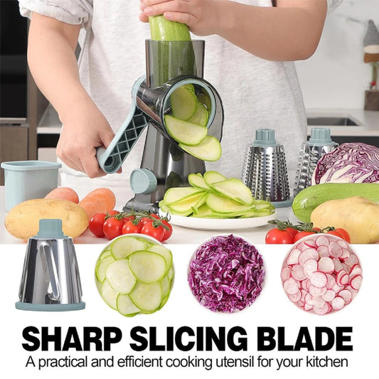 3 in 1 Rotary Cheese Grater Versatile Manual Vegetable Slicer Nuts Grinder