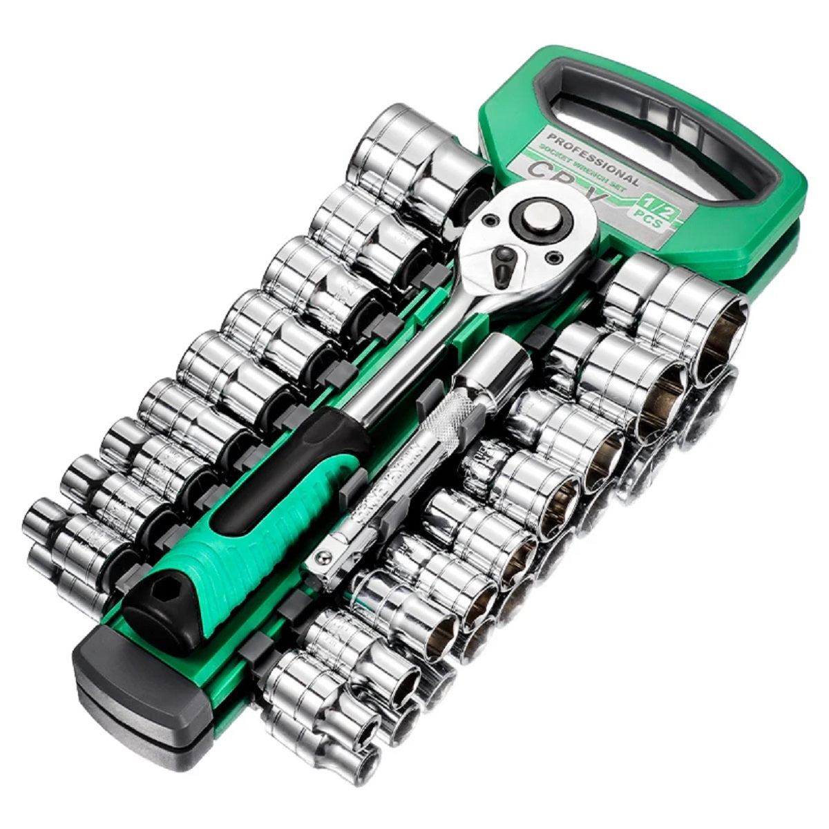 21-Piece 1/2 Ratchet Wrench Socket Set with Extension Bar 24-Tooth Dri