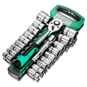 21-Piece 1/2 Ratchet Wrench Socket Set with Extension Bar 24-Tooth Drive