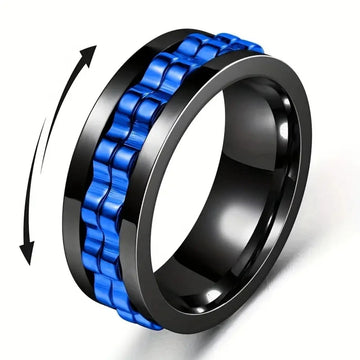 Stainless Steel Gear Chain Ring – Spinning Fidget Band