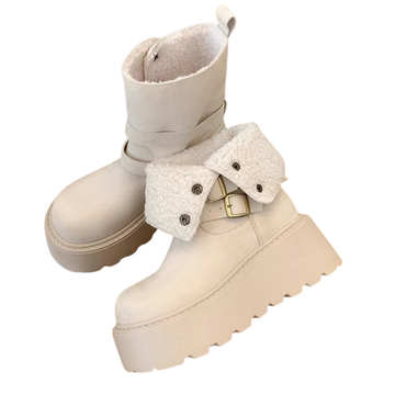 Women’s Platform Snow Boots – Thick Bottom Fur Lined Outdoor Shoes