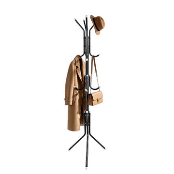 Metal Coat Rack with 12 Hooks Freestanding Space-Saving Hall Tree Stand